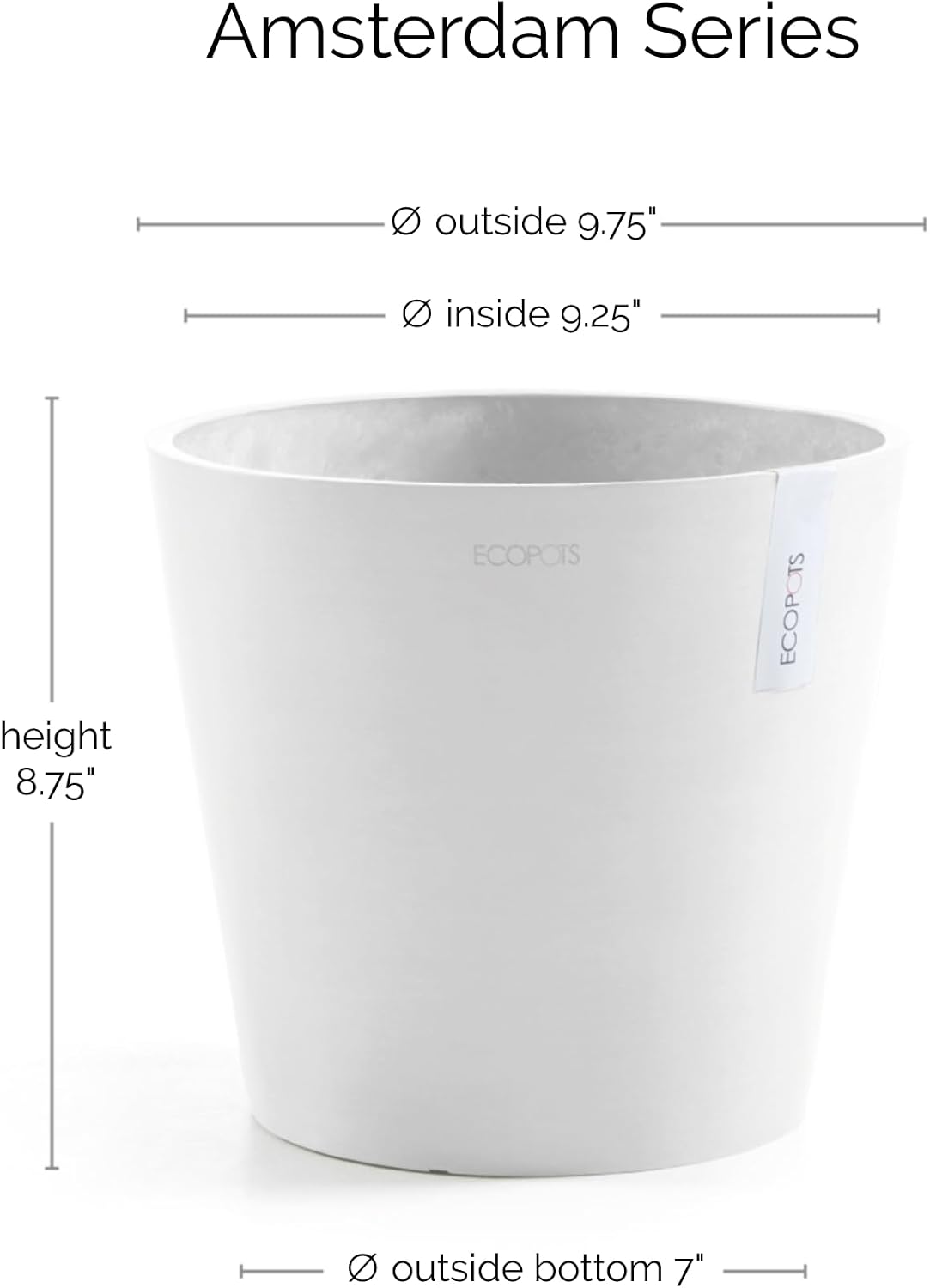Amsterdam Round Flower Planter, Grey, 10"