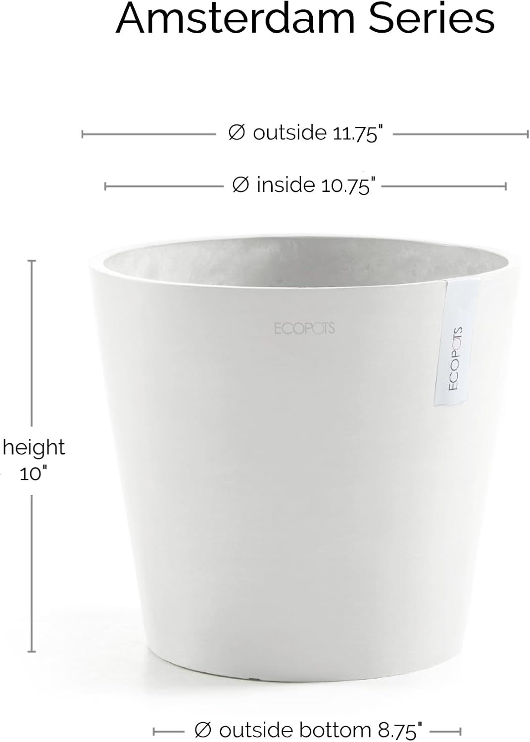 Amsterdam Round Flower Planter, Grey, 10"