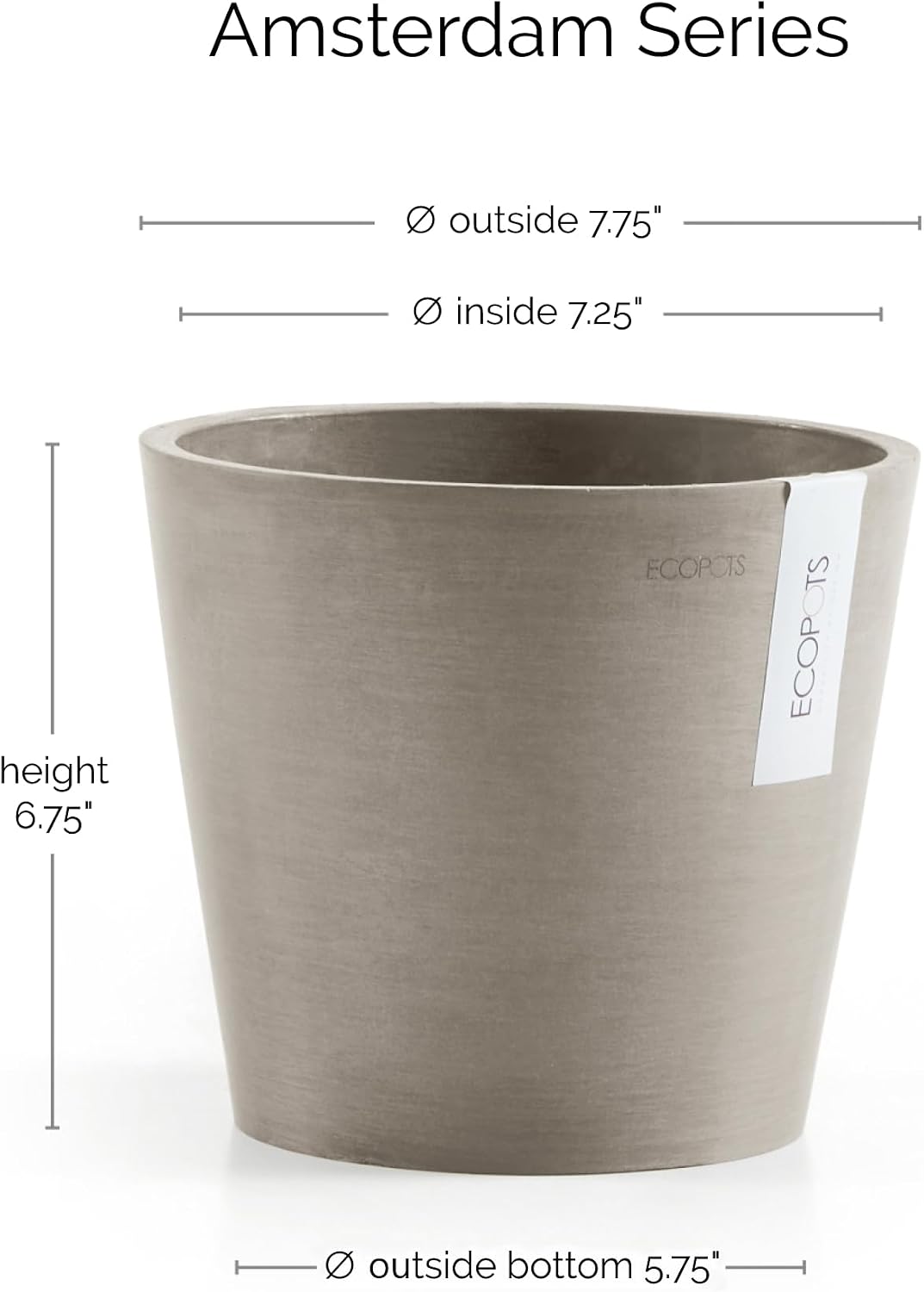 Amsterdam Round Flower Planter, Grey, 10"