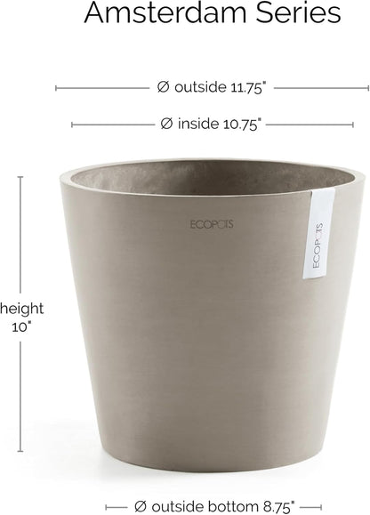 Amsterdam Round Flower Planter, Grey, 10"