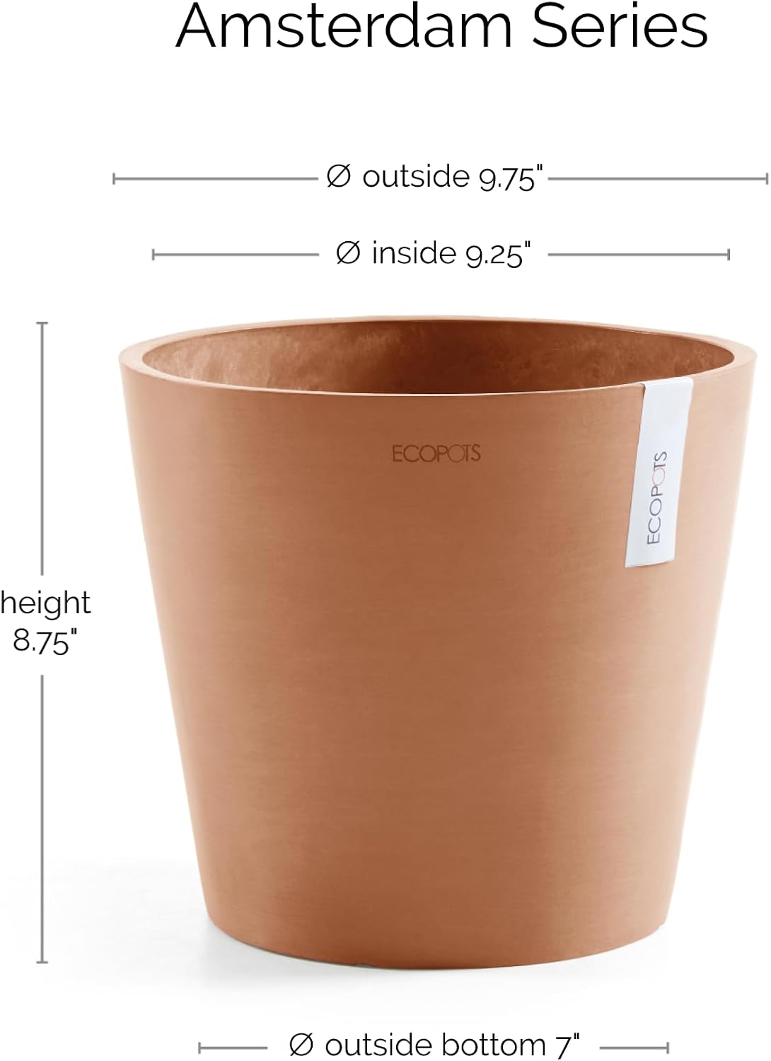 Amsterdam Round Flower Planter, Grey, 10"