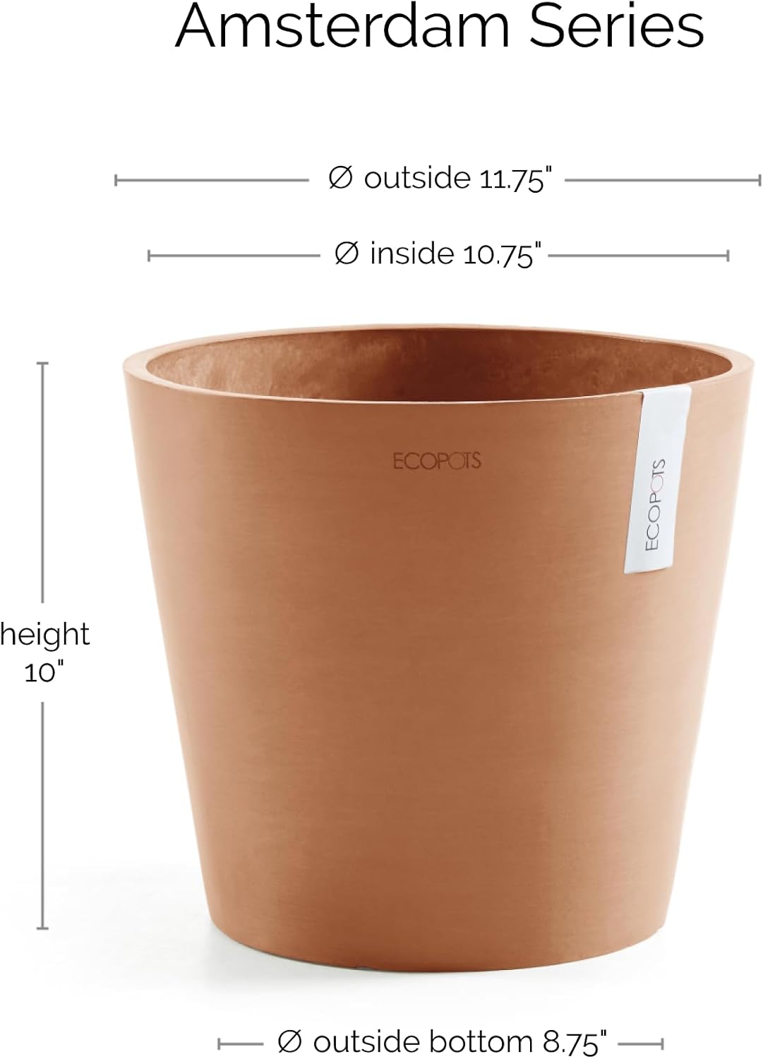 Amsterdam Round Flower Planter, Grey, 10"