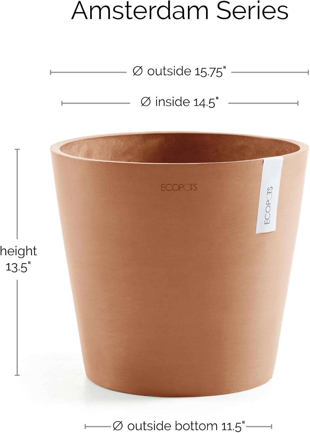 Amsterdam Round Flower Planter, Grey, 10"