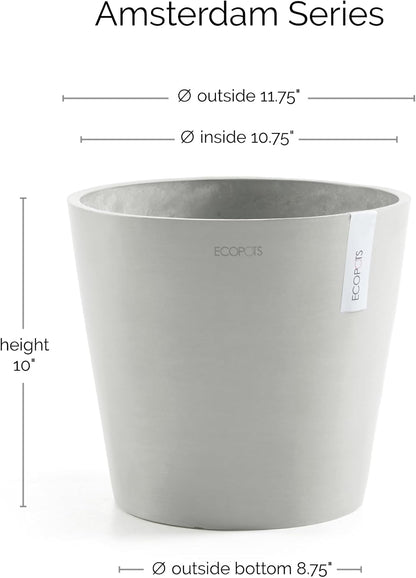 Amsterdam Round Flower Planter, Grey, 10"