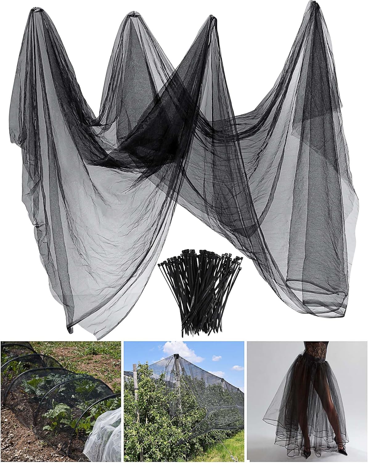 10 x 13ft Mosquito Netting Black Garden Insect Bug Mesh for Plant