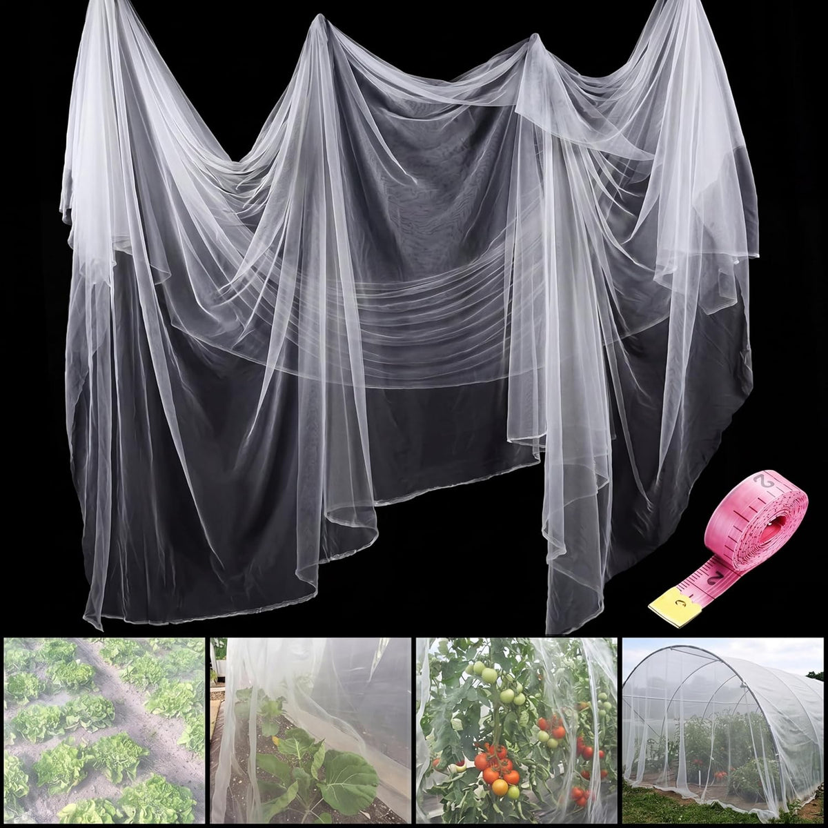 10 x 13ft Mosquito Netting Black Garden Insect Bug Mesh for Plant
