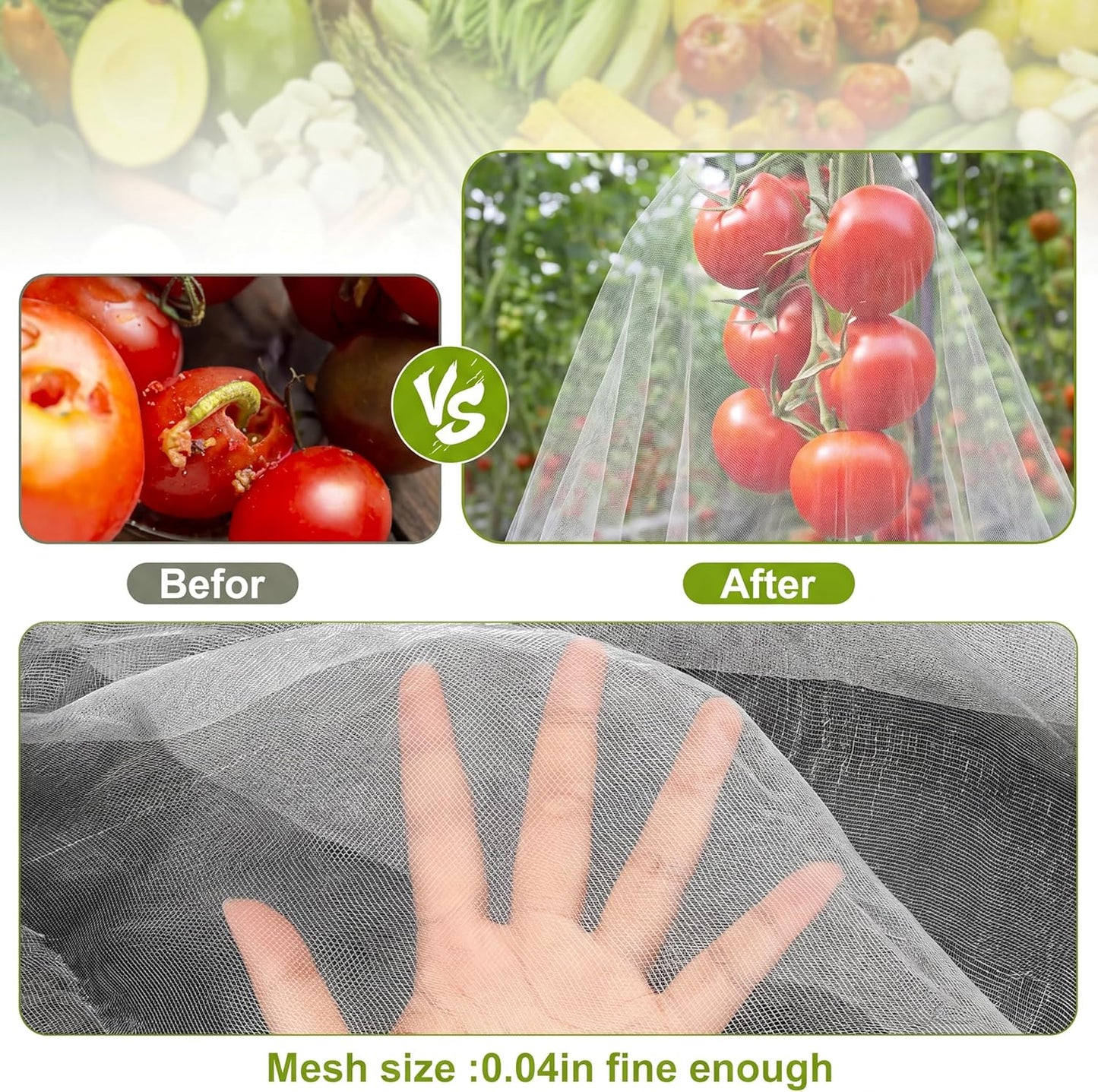 10 x 13ft Mosquito Netting Black Garden Insect Bug Mesh for Plant