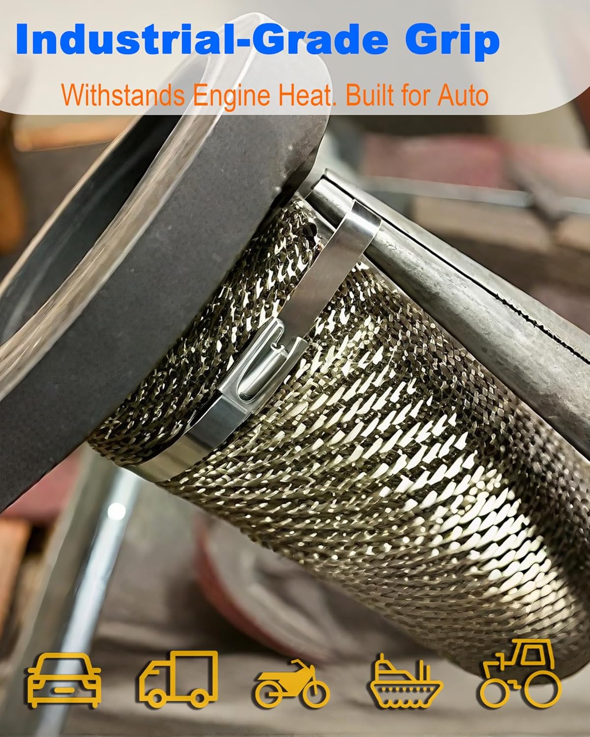 Metal Zip Ties (100PCS 11.8 Inch), 304 Stainless Steel, Heavy Duty Self-locking Cable Ties, for Exhaust Wrap, Chain Link Fence Parts, Heat Resistant Fencing Tie. for Pipe, Auto repair.