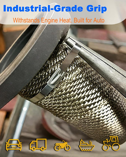 Metal Zip Ties (100PCS 11.8 Inch), 304 Stainless Steel, Heavy Duty Self-locking Cable Ties, for Exhaust Wrap, Chain Link Fence Parts, Heat Resistant Fencing Tie. for Pipe, Auto repair.
