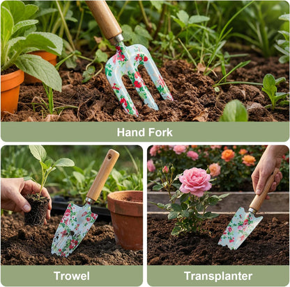 WANCHI Garden Tool Set Gift for Mom,Gardening Kit Apron,Glove,Bag for Women
