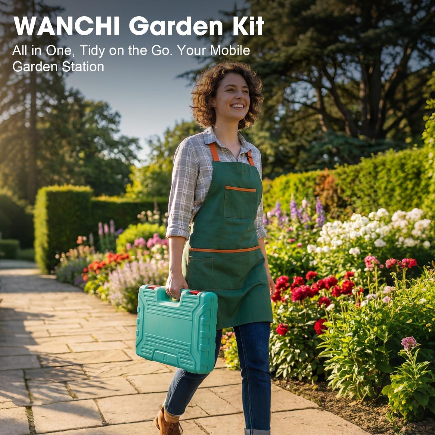 WANCHI Garden Tool Set Gift for Mom,Gardening Kit Apron,Glove,Bag for Women