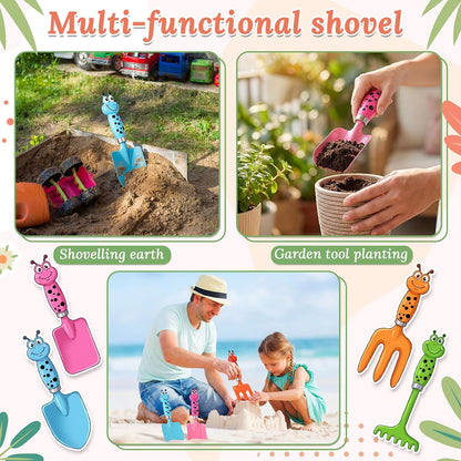 10 Pack Beach Toys for Kids Children Sand Box Toy Kit Kids Beach Shovels with Rake Fork Trowel Bulk Metal Gardening Tool Gift for Toddler Digging Weeding Summer Outdoor Sensory Sand Play