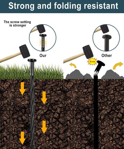 50 Pack of 8-inch Plastic Landscape Edging Spikes are Perfect for anchoring Weed barriers, Paver Edging, Artificial Turf, Grass Pathways, and More.