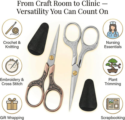 embroidery scissors- 5 Inch Precision Scissors-2 pack,small razor Sharp Blade Shears for craft Crochet sewing school paper cutting…