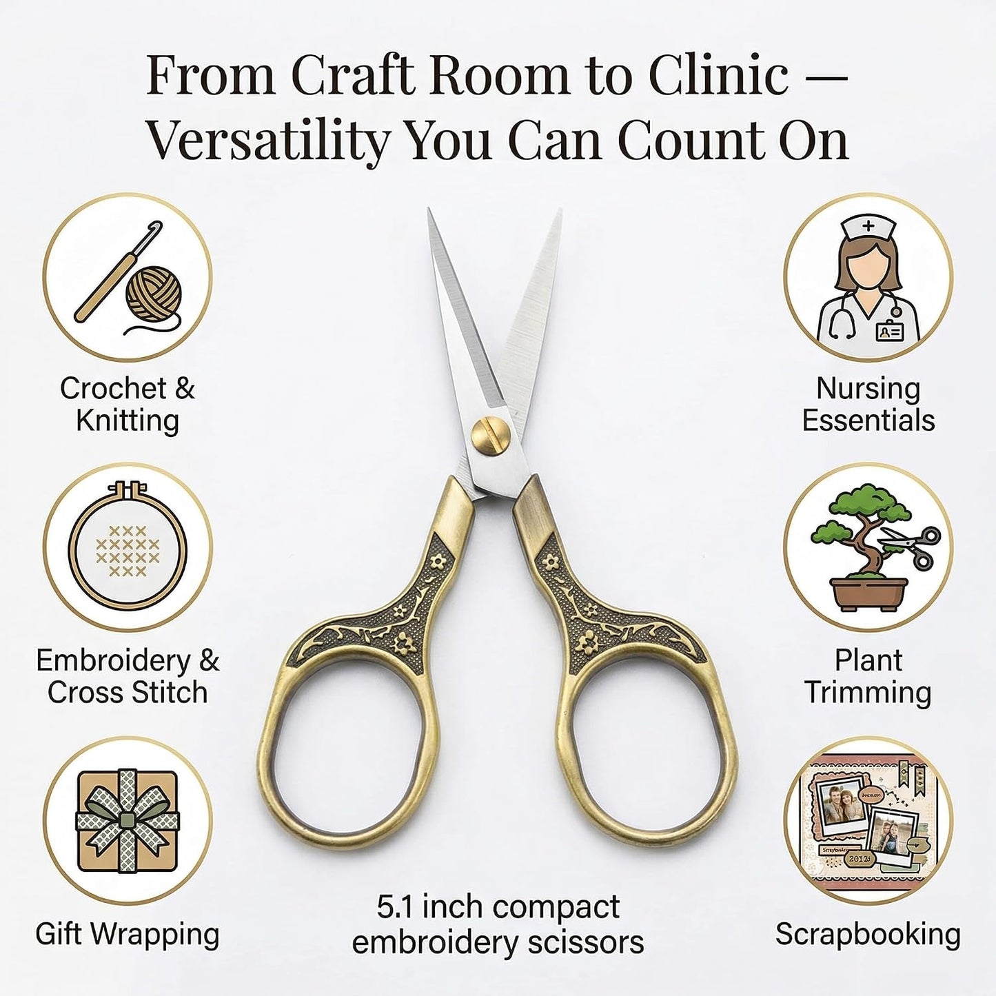 embroidery scissors- 5 Inch Precision Scissors-2 pack,small razor Sharp Blade Shears for craft Crochet sewing school paper cutting…