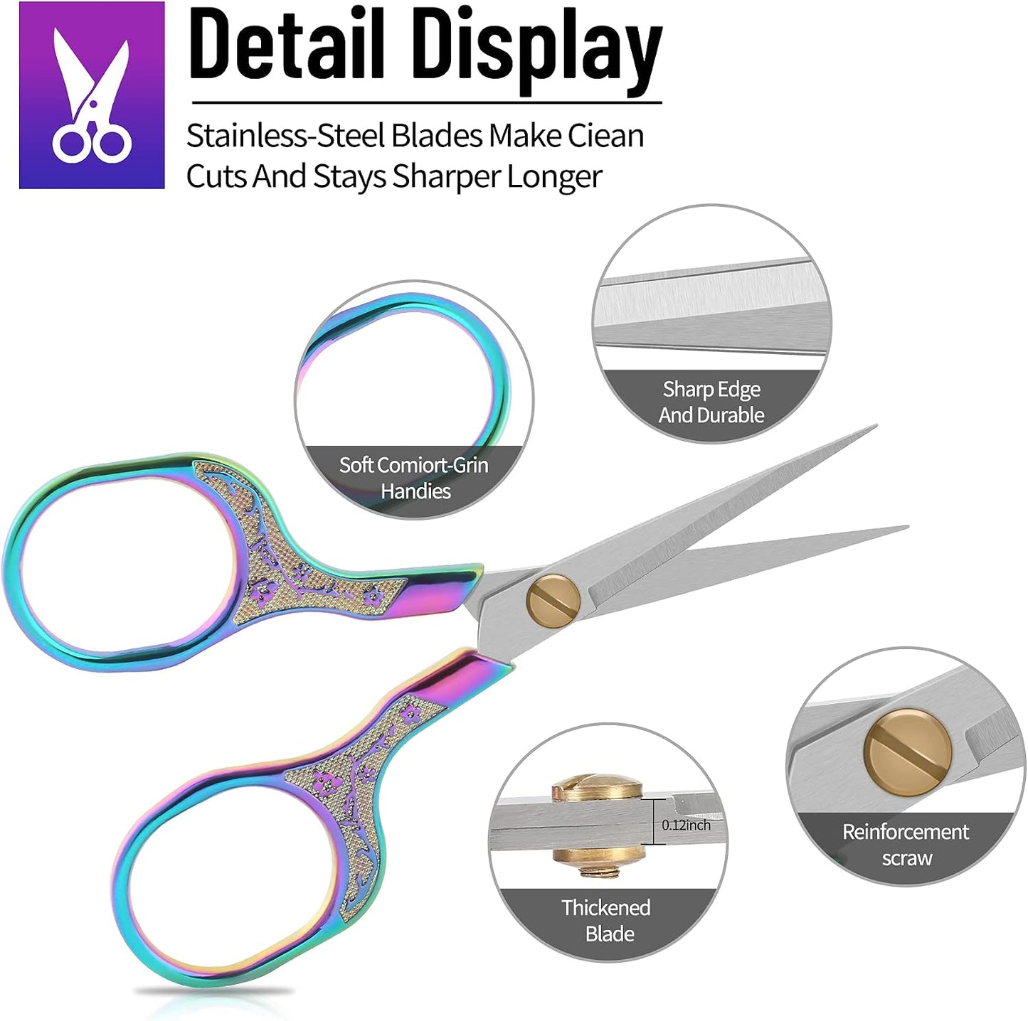 embroidery scissors- 5 Inch Precision Scissors-2 pack,small razor Sharp Blade Shears for craft Crochet sewing school paper cutting…