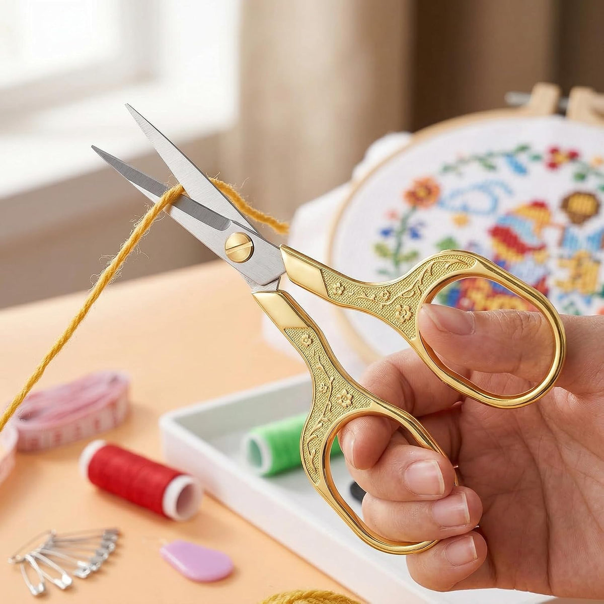 embroidery scissors- 5 Inch Precision Scissors-2 pack,small razor Sharp Blade Shears for craft Crochet sewing school paper cutting…