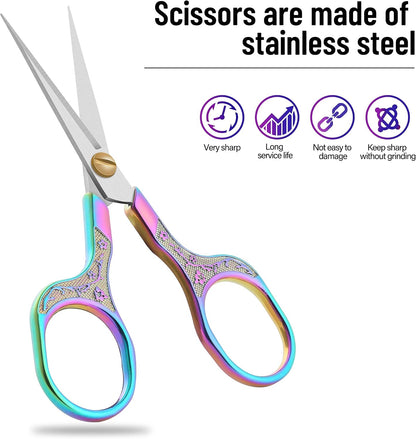 embroidery scissors- 5 Inch Precision Scissors-2 pack,small razor Sharp Blade Shears for craft Crochet sewing school paper cutting…