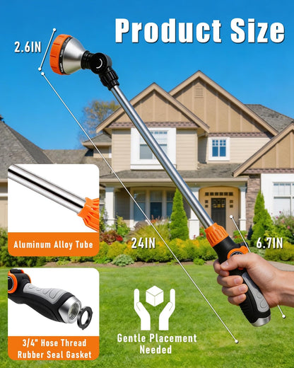 24-Inch Watering Wand, Garden Hose Nozzle with Spray Head