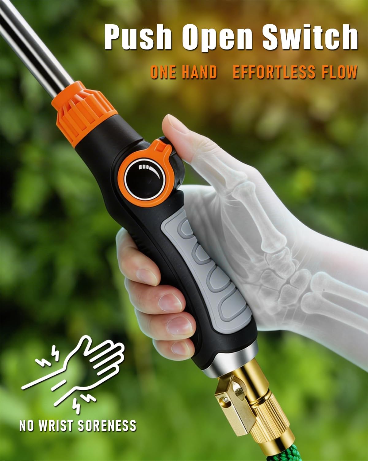 24-Inch Watering Wand, Garden Hose Nozzle with Spray Head