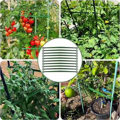 100 Pcs Plant Stake Arms for Tomato Cage, 11.8” Expandable Plant Supports Trellis Connector with 2 Buckles for 11mm Diameter Plant Stake, for Climbing Plants, Tomato, Vegetable, Indoor&Outdoor