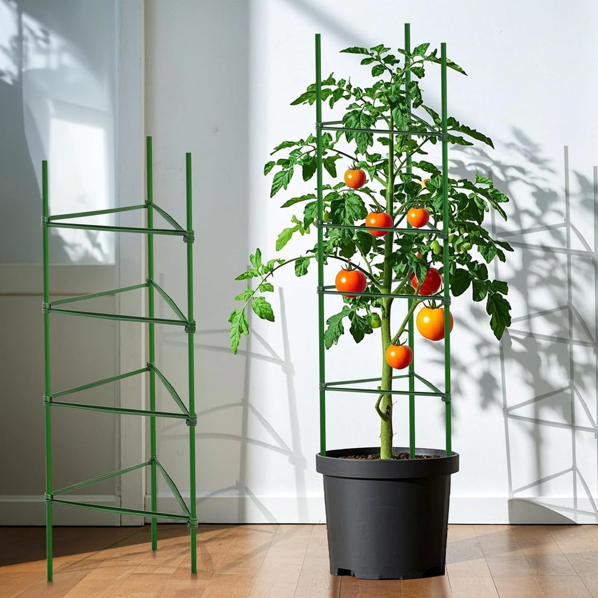 100 Pcs Plant Stake Arms for Tomato Cage, 11.8” Expandable Plant Supports Trellis Connector with 2 Buckles for 11mm Diameter Plant Stake, for Climbing Plants, Tomato, Vegetable, Indoor&Outdoor