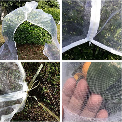 Bird Netting 72" Hx72 W Garden Netting Insect Pest Barrier,Plant Cover Fruit Tree Netting Mesh Protection Bag with Zipper,White