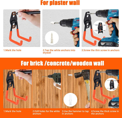 Heavy Duty Garage Storage Hooks 2 Pack Garage Tool Organizer Wall Mount