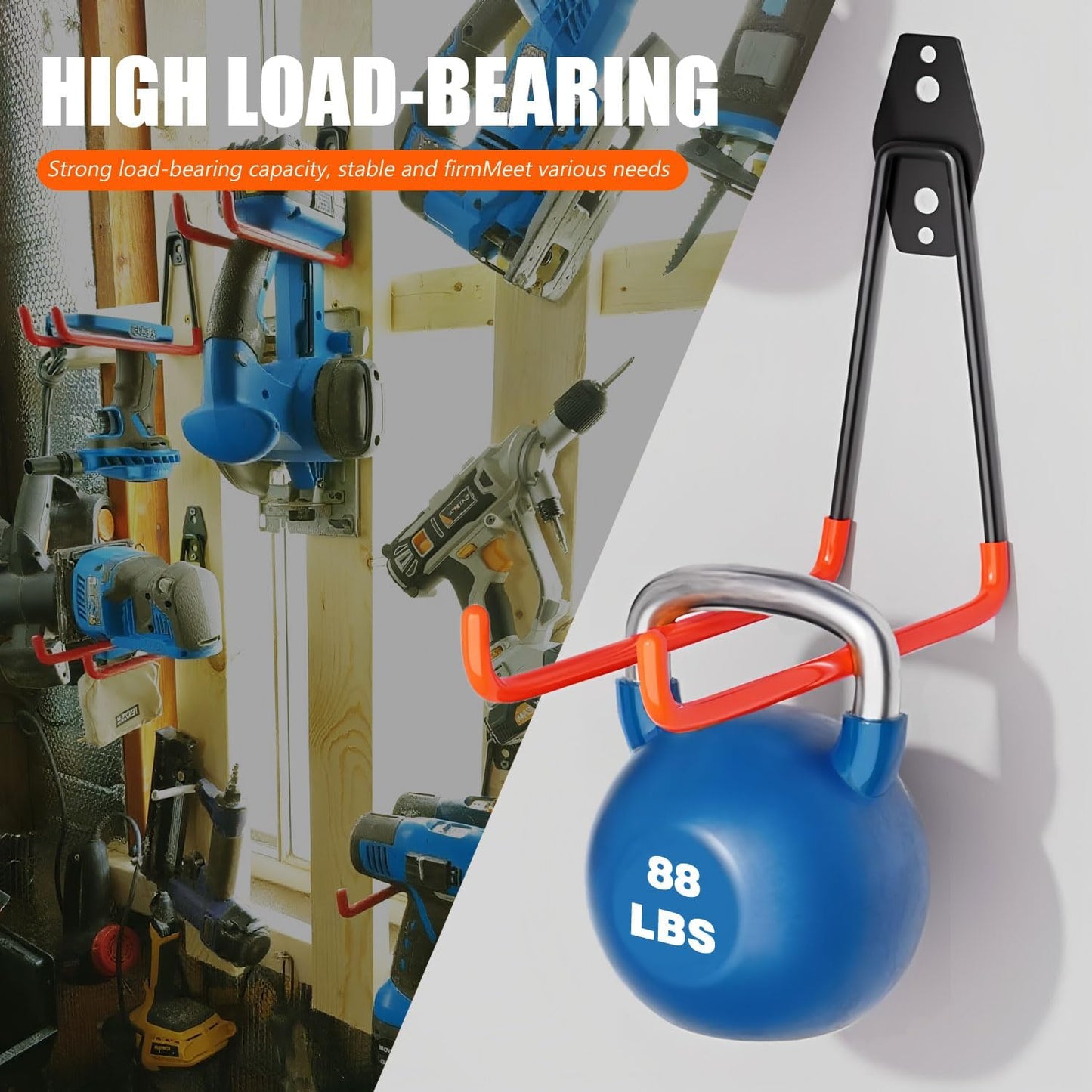 Heavy Duty Garage Storage Hooks 2 Pack Garage Tool Organizer Wall Mount