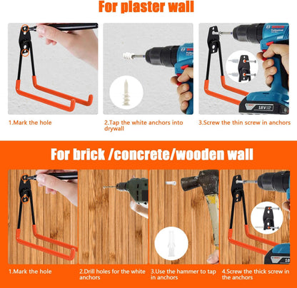 Heavy Duty Garage Storage Hooks 2 Pack Garage Tool Organizer Wall Mount