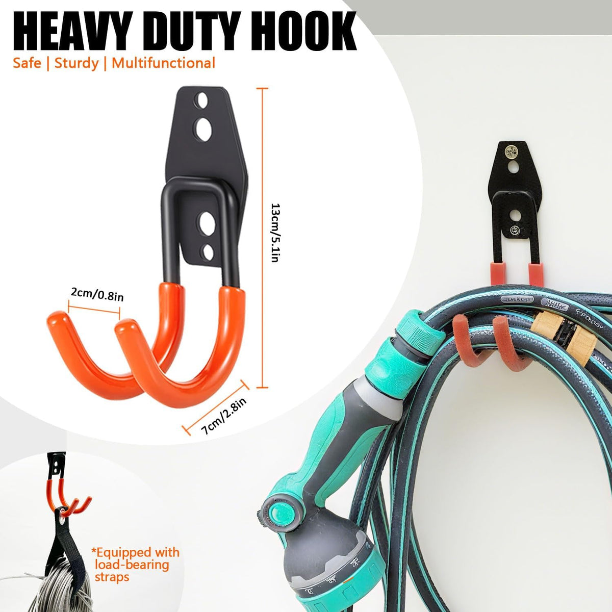 Heavy Duty Garage Storage Hooks 2 Pack Garage Tool Organizer Wall Mount