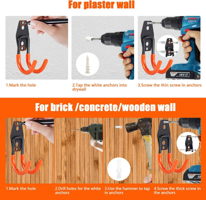 Heavy Duty Garage Storage Hooks 2 Pack Garage Tool Organizer Wall Mount