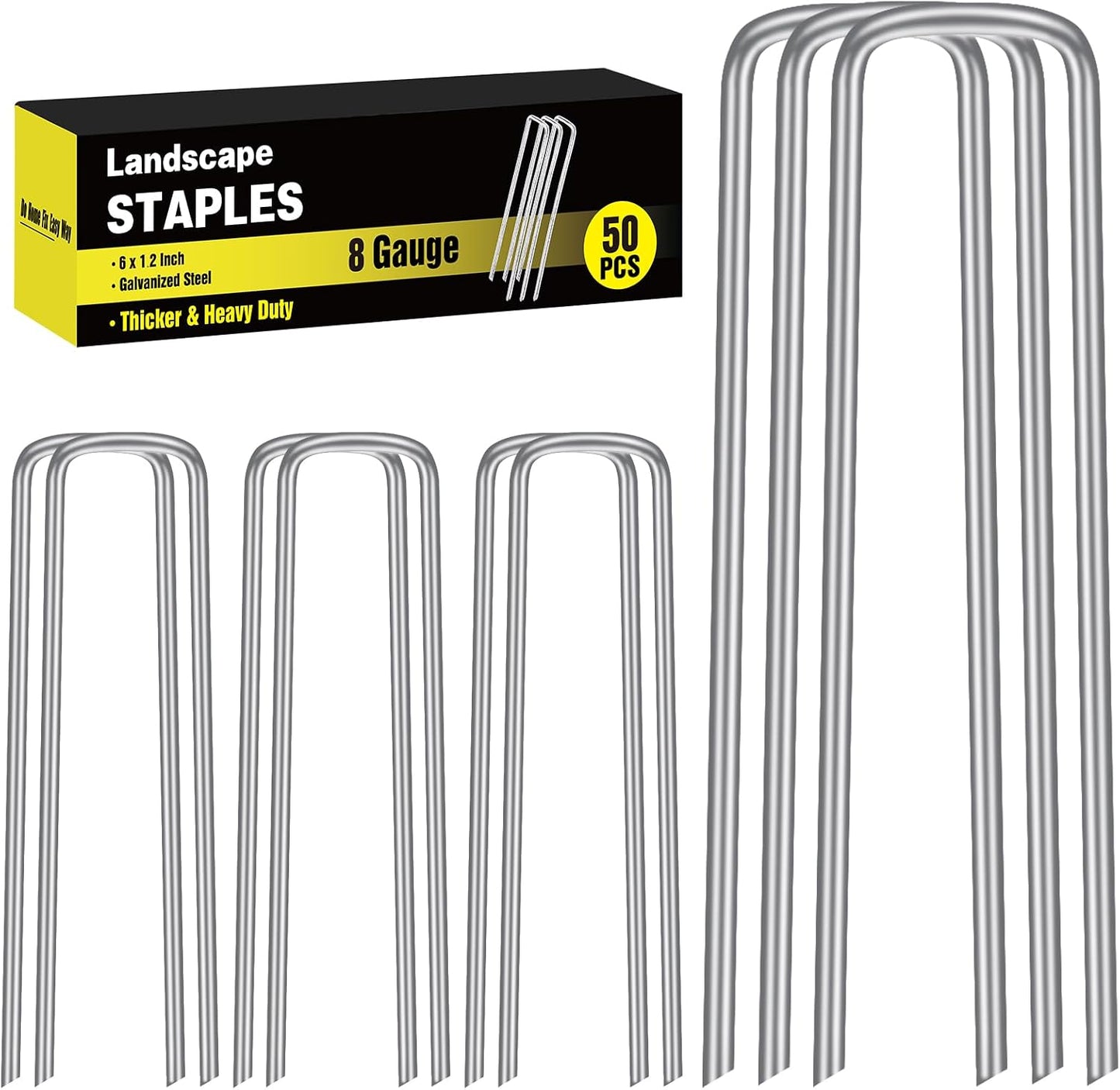 120 Pack Landscape Staples, 6 Inch Garden Stakes Galvanized Steel