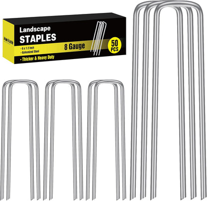 120 Pack Landscape Staples, 6 Inch Garden Stakes Galvanized Steel