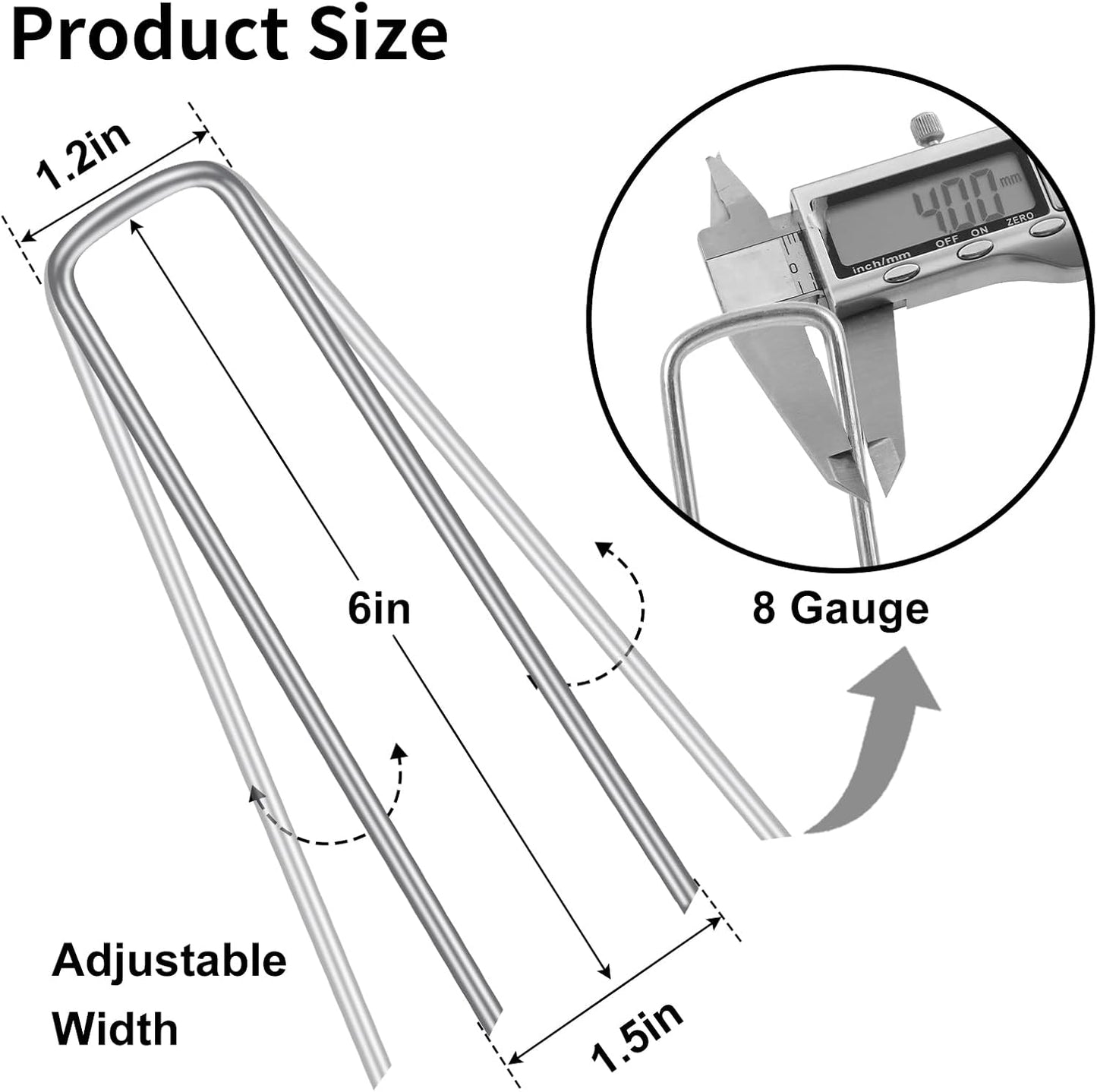120 Pack Landscape Staples, 6 Inch Garden Stakes Galvanized Steel