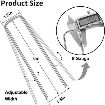 120 Pack Landscape Staples, 6 Inch Garden Stakes Galvanized Steel