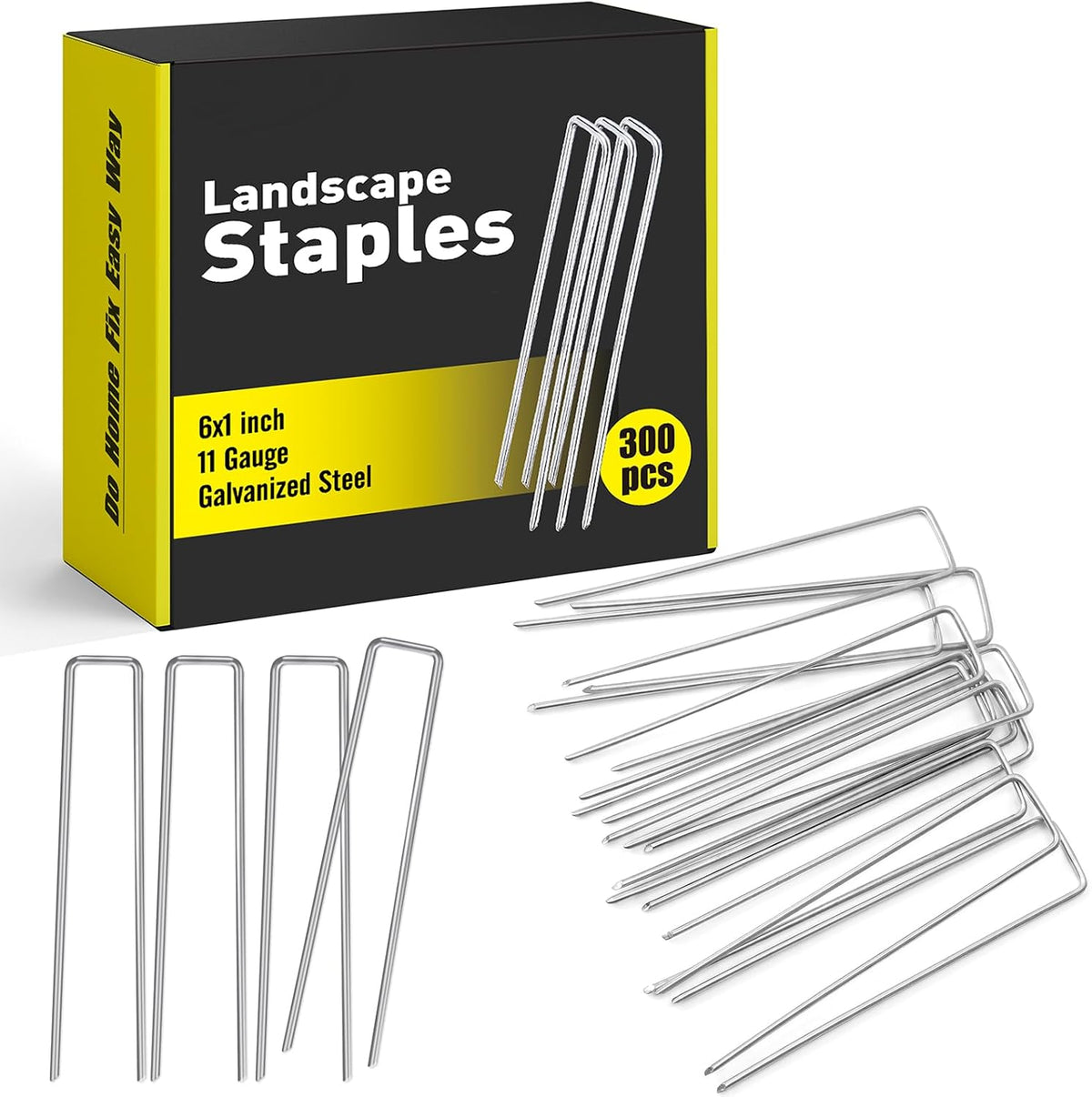 120 Pack Landscape Staples, 6 Inch Garden Stakes Galvanized Steel