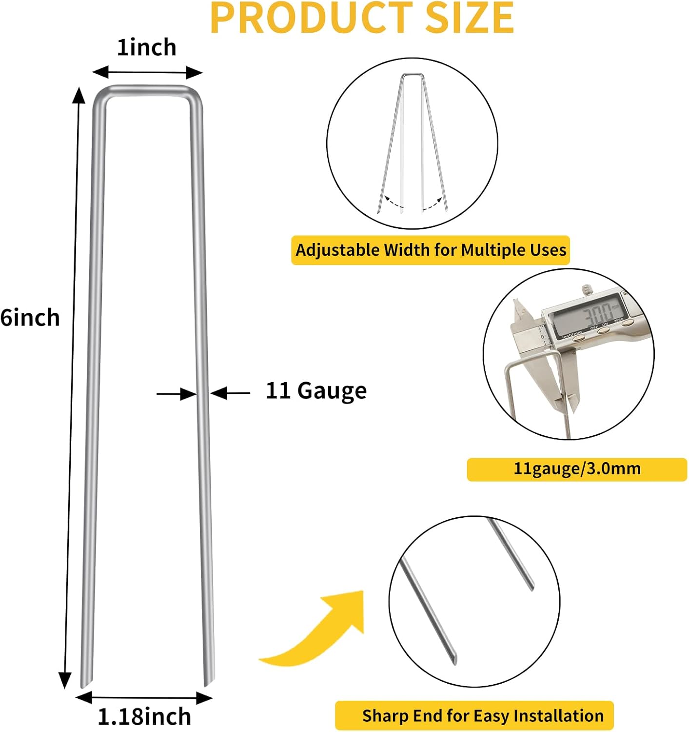 120 Pack Landscape Staples, 6 Inch Garden Stakes Galvanized Steel