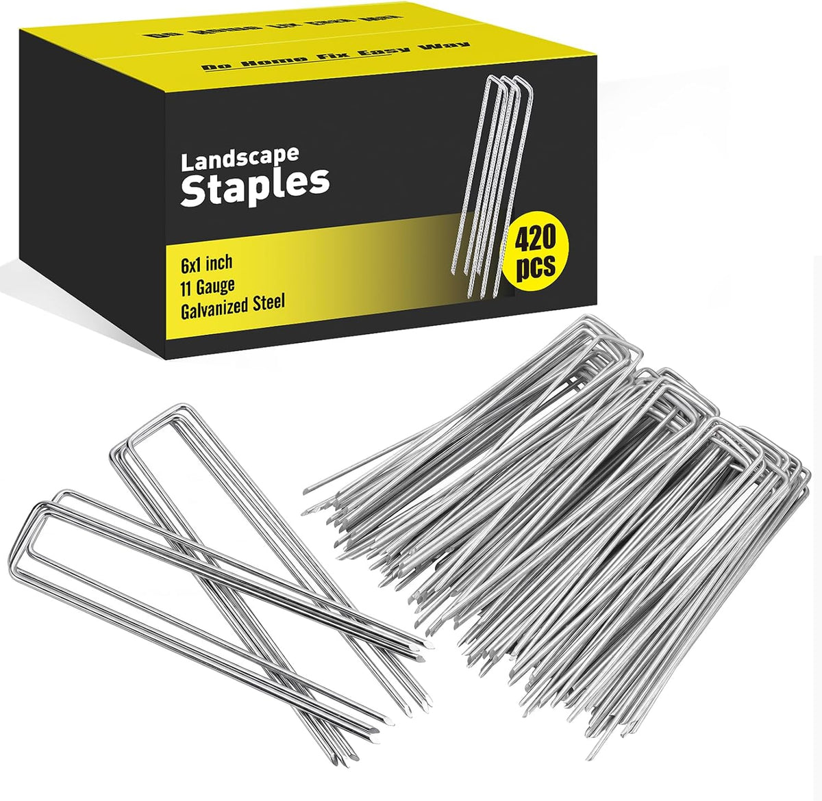 120 Pack Landscape Staples, 6 Inch Garden Stakes Galvanized Steel