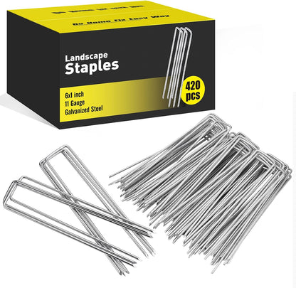 120 Pack Landscape Staples, 6 Inch Garden Stakes Galvanized Steel