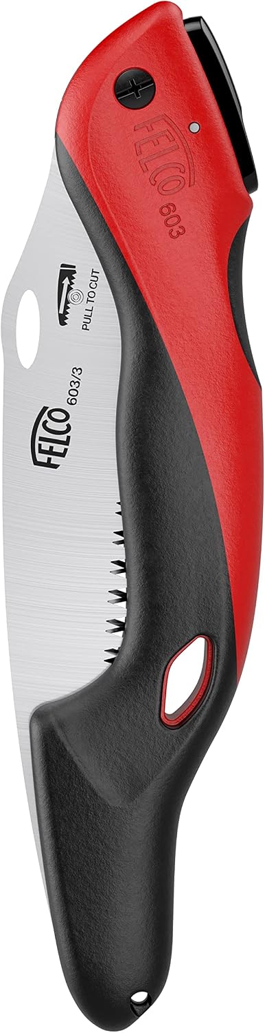 603 Folding Pruning Saw – Curved Pull-Stroke Saw for Tree Trimming & Elevated Cut | Tree Branch Cutter | Folding Handsaw with Chrome-Plated 8" Blade, Non-Slip Handle, Blade Lock, Swiss Precision