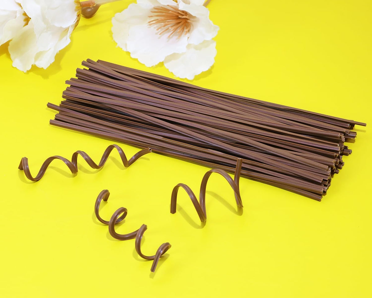 80pcs Plastic Twist Ties Plant Ties Reusable Bread Twist Ties Cake pop Ties Cable Ties Candy Ties for Bags 6 Inch (Brown)