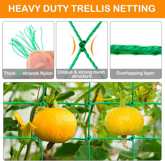 Trellis Netting, Garden Netting for Plants, 6.6x26 Feet Garden Trellis Netting for Climbing Plants with 27 Strands Nylon Outdoor Indoor, Vegetable Grow Trellis Net for Tomato, Cucumber, Grape, Bean