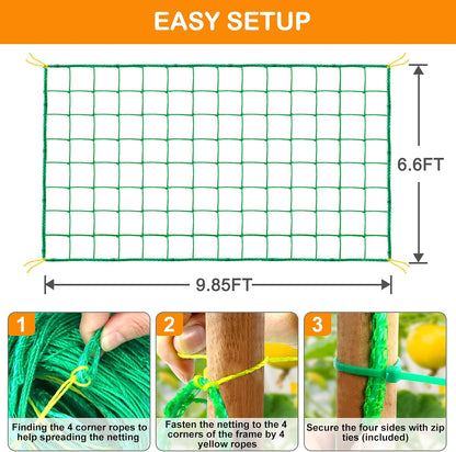 Trellis Netting, Garden Netting for Plants, 6.6x26 Feet Garden Trellis Netting for Climbing Plants with 27 Strands Nylon Outdoor Indoor, Vegetable Grow Trellis Net for Tomato, Cucumber, Grape, Bean