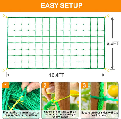 Trellis Netting, Garden Netting for Plants, 6.6x26 Feet Garden Trellis Netting for Climbing Plants with 27 Strands Nylon Outdoor Indoor, Vegetable Grow Trellis Net for Tomato, Cucumber, Grape, Bean