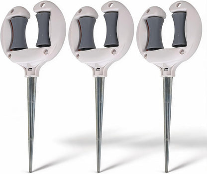 Garden Hose Guide Stakes 3 Pack with Swivel Roller and Iron Stake