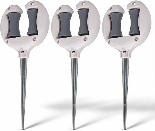 Garden Hose Guide Stakes 3 Pack with Swivel Roller and Iron Stake