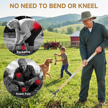Heavy Duty Stand Up Weed Puller Tool - 46" Long Handle & 4-Claw Steel Head, Easily Remove Weeds Without Bending or Kneeling, Ergonomic Garden Weeding Tool for Seniors, Dandelion Remover