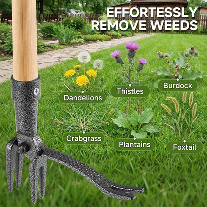 Heavy Duty Stand Up Weed Puller Tool - 46" Long Handle & 4-Claw Steel Head, Easily Remove Weeds Without Bending or Kneeling, Ergonomic Garden Weeding Tool for Seniors, Dandelion Remover