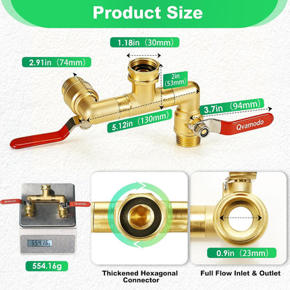 360° Rotatable Garden Hose Splitter 2026 Upgrade 3/4" GHT Swivel Brass Hose Splitter, High Flow Spigot Splitter with Seperately Shut Off Valves, Heavy Duty Faucet Splitter for Outdoor Garden Courtyard